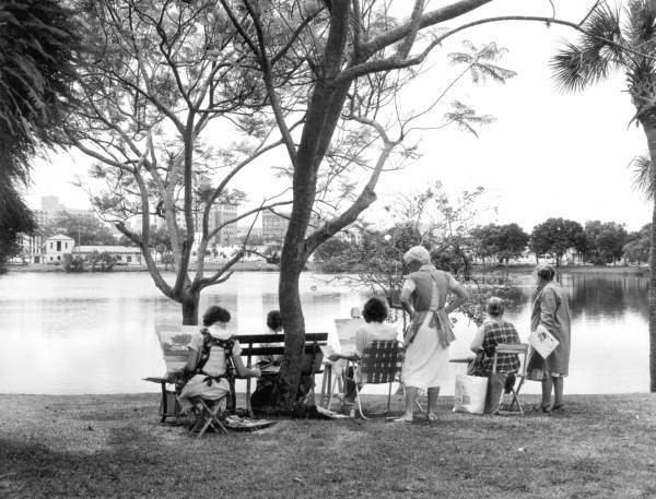 Art class on the shore of Mirror Lake