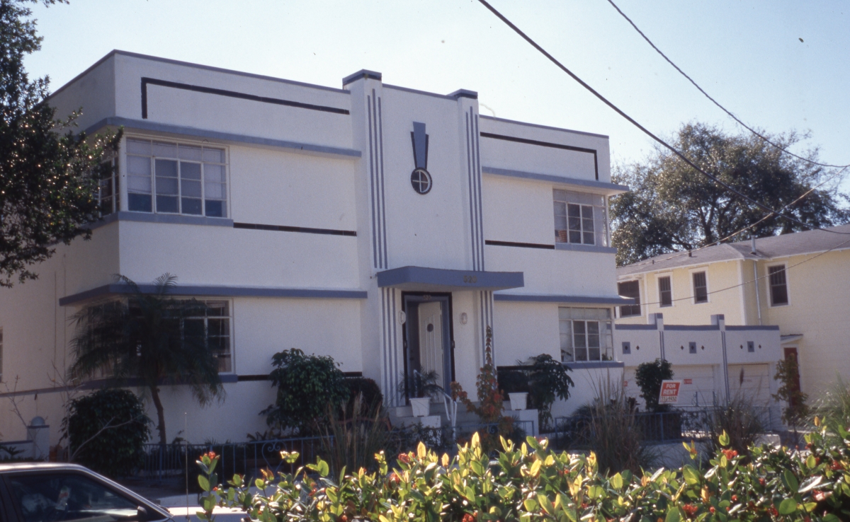 Alberta Apartments — Art Moderne apartment building in the Round Lake Historic District