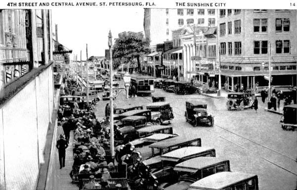 4th Street and Central Avenue looking east, Saint Petersburg, c. 1920