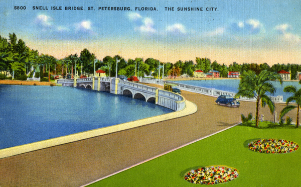Snell Isle Bridge postcard, circa 1950