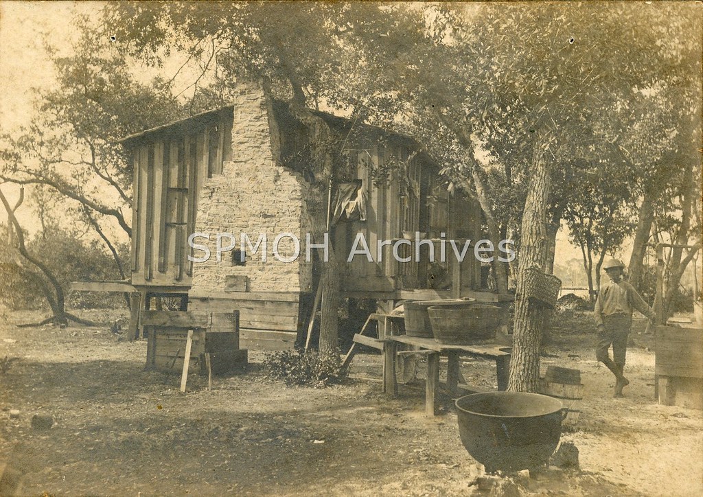The original cabin at Coffee Pot Bayou, photographed circa 1900